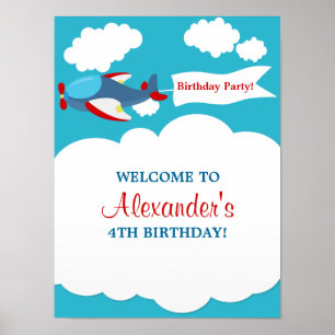 Cute Little Airplan Boy Birthday Poster