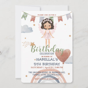 Cute Little angel afro-flickor Ballon Birthday Inbjudningar