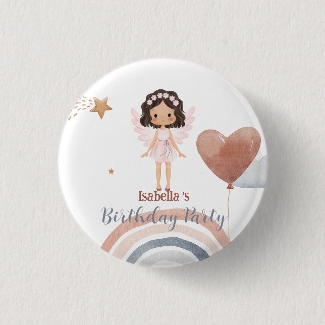 Cute Little angel afro-flickor Ballon Birthday Knapp (Framsida)