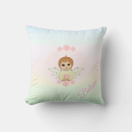 Cute Little Angel & Heart Flowers på pastellskugga Kudde