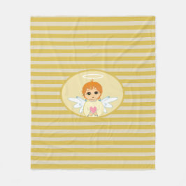 Cute Little Angel på Golden Stripe Fleecefilt