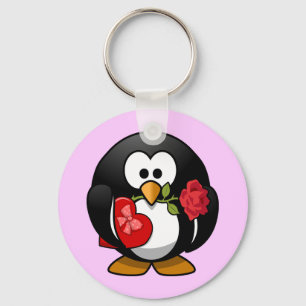 Cute little animated Valentine penguin Nyckelring