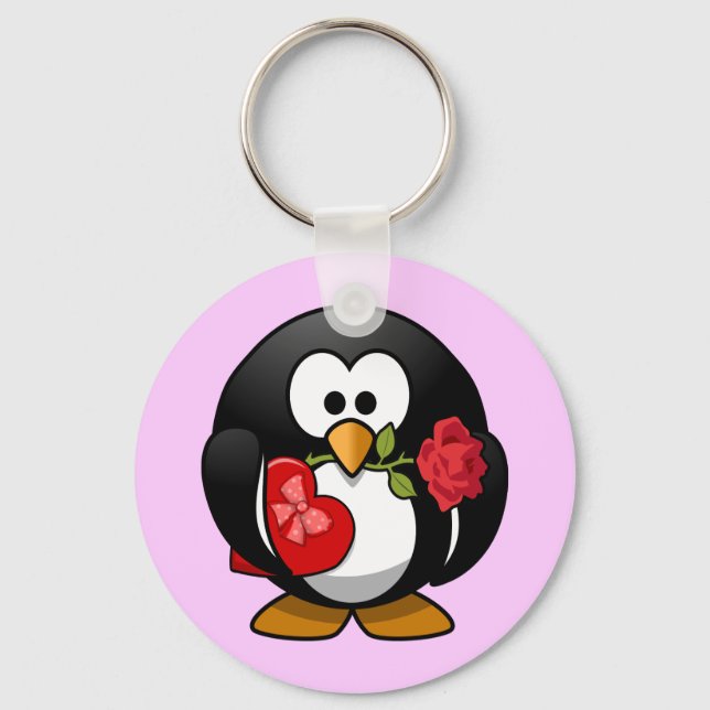 Cute little animated Valentine penguin Nyckelring (Framsida)