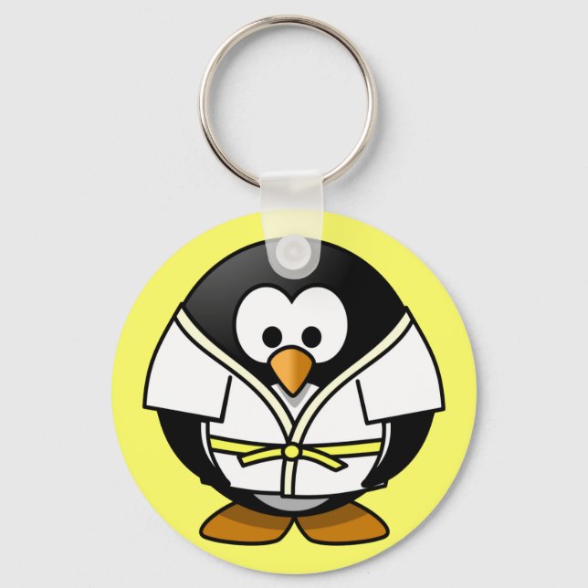 Cute Little animerad judo penguin Nyckelring (Framsida)