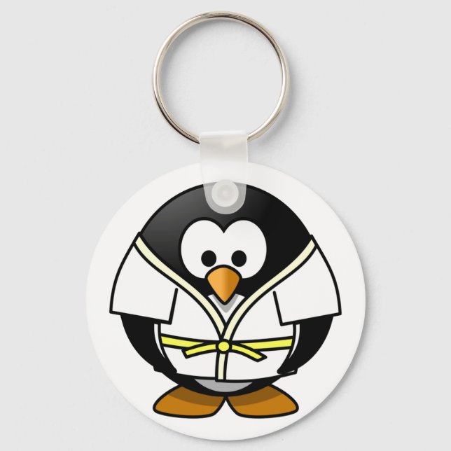 Cute Little animerad judo penguin Nyckelring (Framsida)