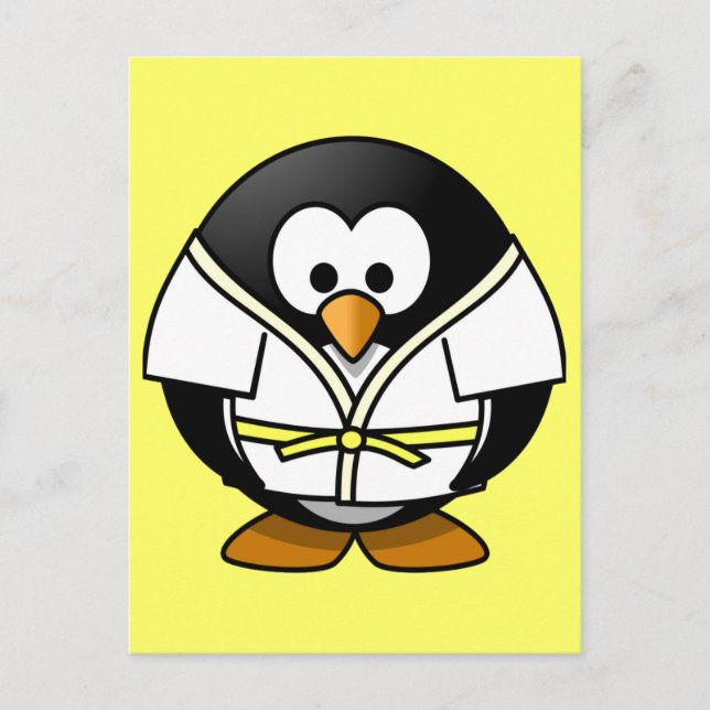 Cute Little animerad judo penguin Vykort (Framsida)