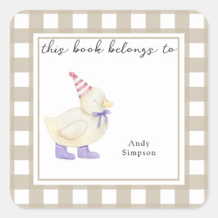Cute Little Anka - detta bok-tillhör till Fyrkantigt Klistermärke