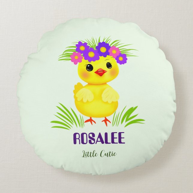 Cute Little anka Rund Kudde (Framsidan)
