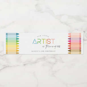 Cute Little Artist Crayon Rainbow any Age Birthday Vattenflaskor Etikett