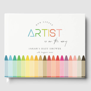 Cute Little Artist Crayon Roligt Rainbow Shower Gästböcker
