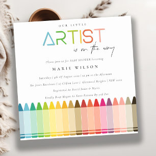 Cute Little Artist Crayon Roligt Rainbow Shower Inbjudningar