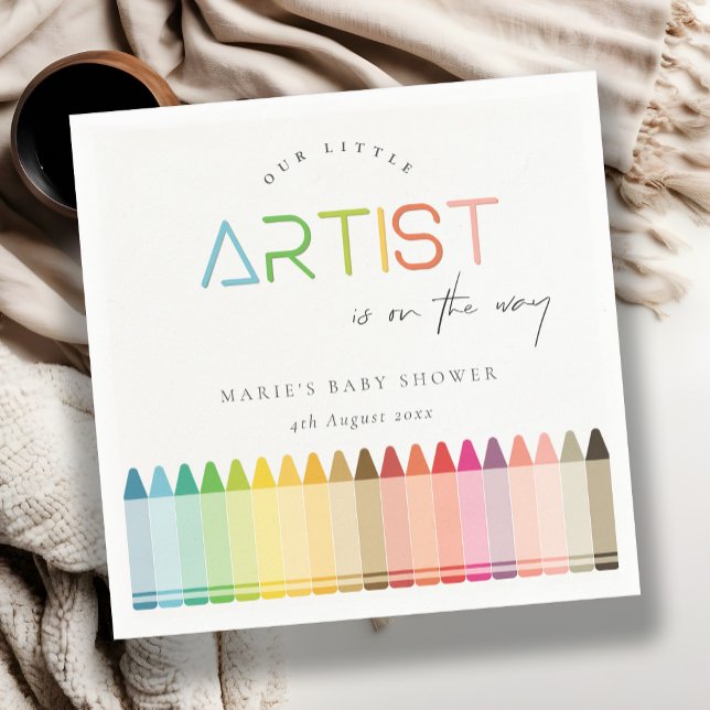 Cute Little Artist Crayon Roligt Rainbow Shower Pappersservett (Skapare uppladdad)