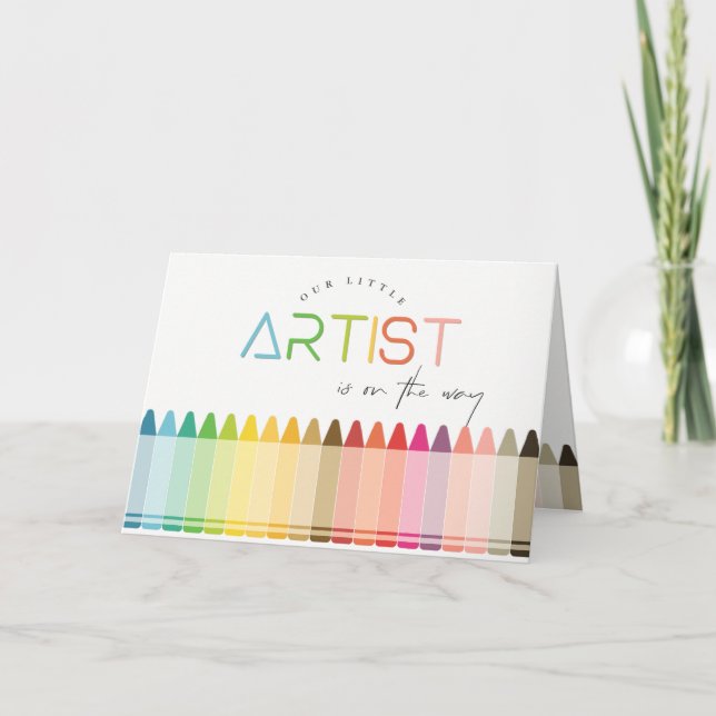 Cute Little Artist Crayon Roligt Rainbow Shower Tack Kort (Framsida)