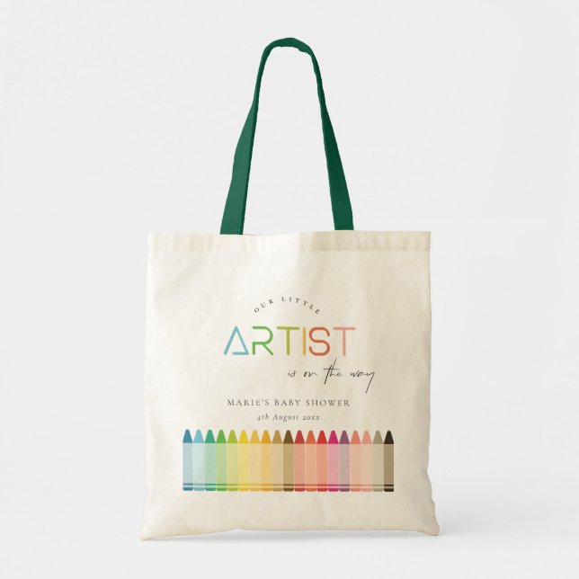 Cute Little Artist Crayon Roligt Rainbow Shower Tygkasse (Framsidan)