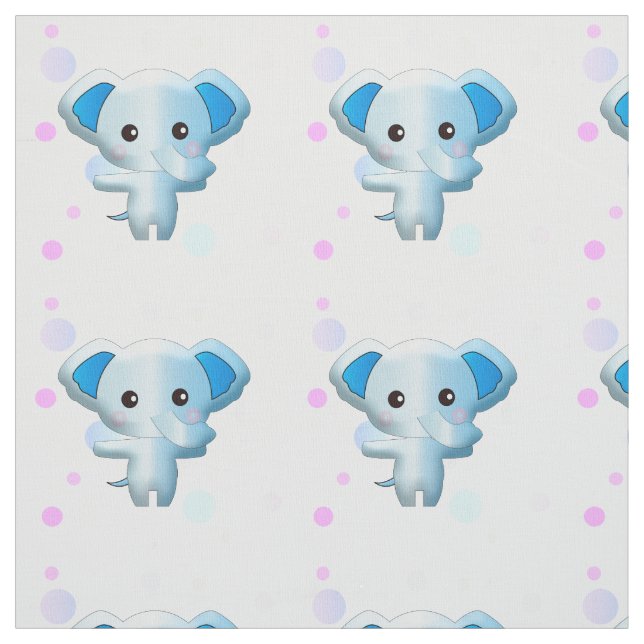 Cute Little Baby blue Elephant Fabric Tyg (Provkarta)