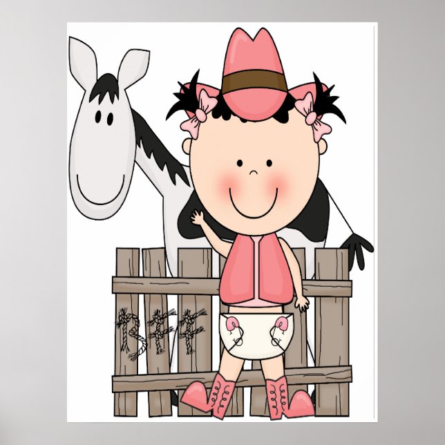 Cute Little Baby Cowgirl Poster Art Print (Framsidan)
