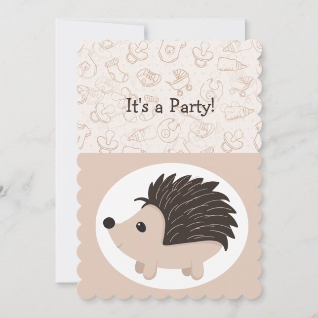 Cute Little Baby Hedgehog Animal Birthday Kids Inbjudningar (Framsida)