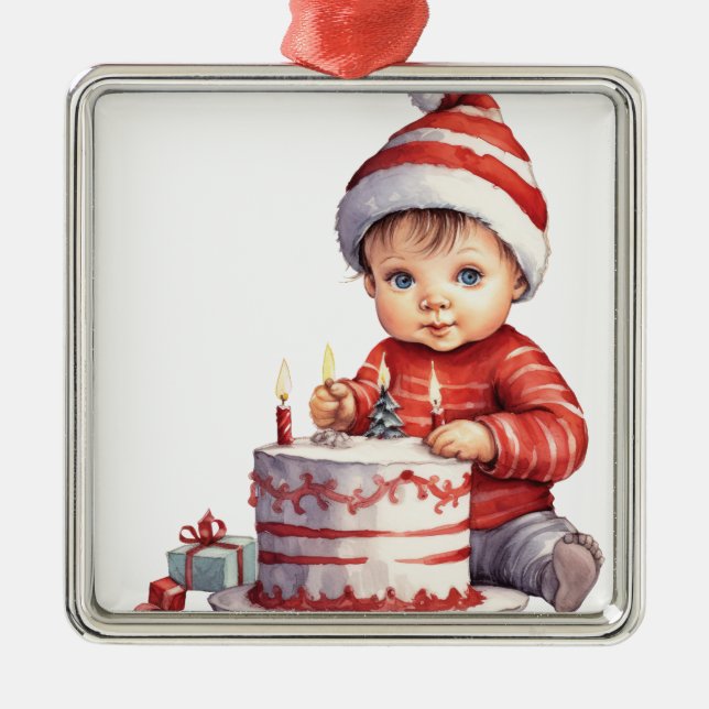 CUTE LITTLE BABY I RED MED CAKE JULGRANSPRYDNAD METALL (Framsidan)