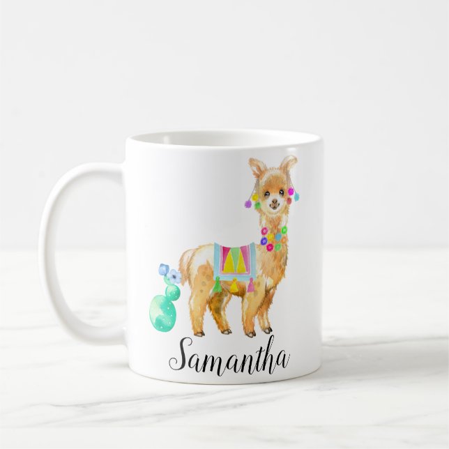 Cute Little Baby Llama Personlig Kaffemugg (Vänster)