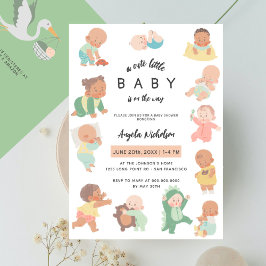 Cute Little Baby på Watercolor Baby Shower Inbjudningar