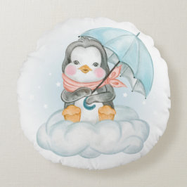CUTE LITTLE BABY PENGUIN SITTA ON CLOUD RUND KUDDE