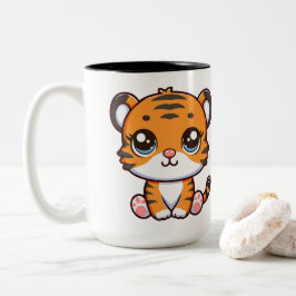 Cute Little Baby Tiger Tecknad Två-Tonad Mugg