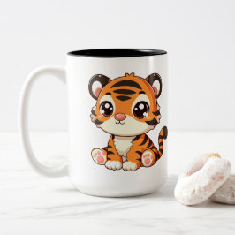 Cute Little Baby Tiger Tecknad Två-Tonad Mugg