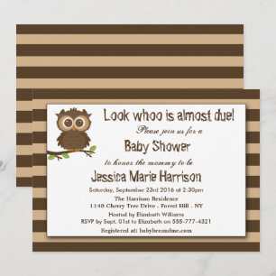 Cute Little Baby Uggla Baby Shower Inbjudningar