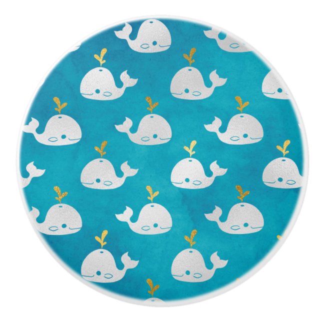 Cute Little Baby Whales Ocean Sea Theme Knopp (Framsidan)