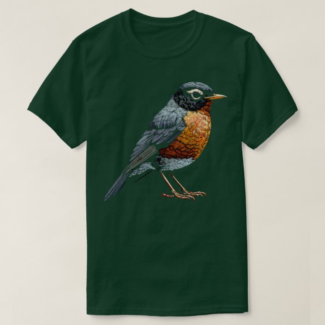 Cute Little backyard orange bird American robin il T Shirt (Design framsida)