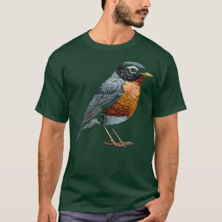 Cute Little backyard orange bird American robin il T Shirt