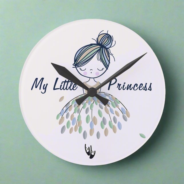 Cute Little Ballerina Princess Nursery Girly Gift Rund Klocka (Skapare uppladdad)