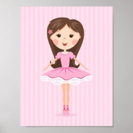 Cute Little ballerina tecknad girl in rosa tutu Poster