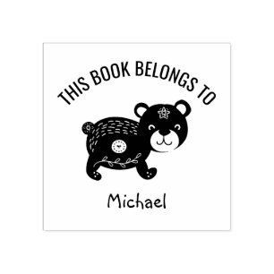 Cute Little Bear Heart Tillhöret Bok till Namn Stämpel