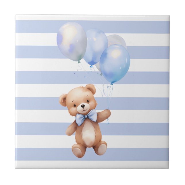 Cute Little Bear i Blue Kakelplatta (Framsidan)