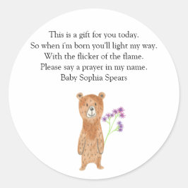 Cute Little Bear - Prayer Candle-etikett Runt Klistermärke