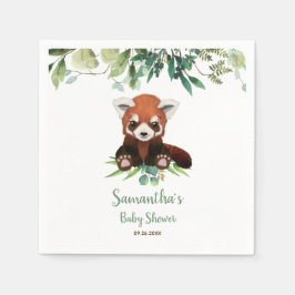 Cute Little Bear Red Panda Baby Shower Greenery Na Pappersservett