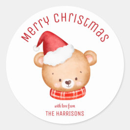 Cute Little Bear Santa Hat jul Runt Klistermärke