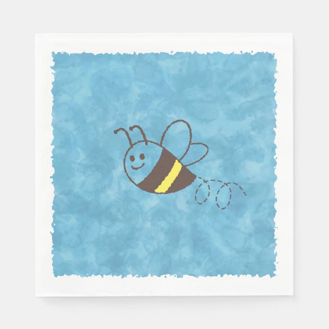 Cute Little Bebe Flies Blue Watercolor Baby Shower Pappersservett (Framsidan)