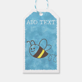 Cute Little Bebe Flies Blue Watercolor Baby Shower Presentetikett