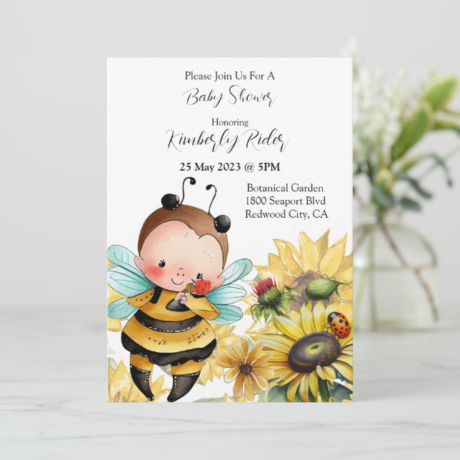 Cute Little Bee Baby Shower Inbjudningar (Stående Fram)