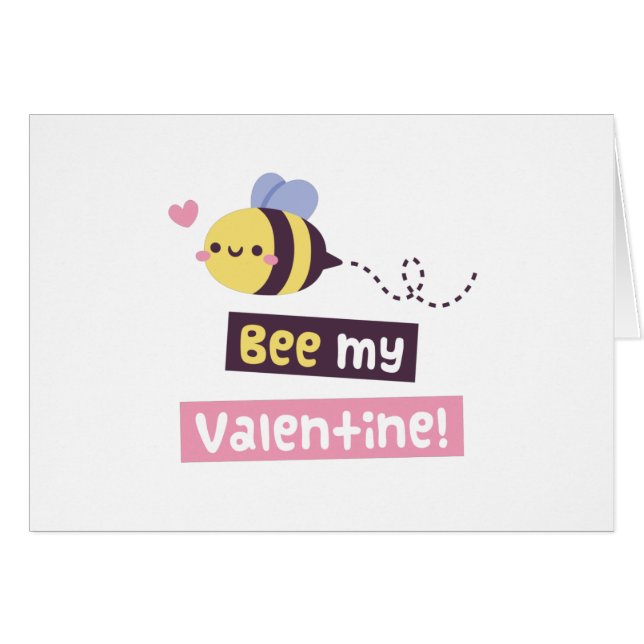 Cute Little Bee, Bee My Valentine Pun Hälsning Hälsningskort (Framsidan Horizontal)