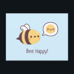 Cute Little Bee Doodle Bee Lycklig Vykort<br><div class="desc">Ett sött litet bi säger till dig: "Bee Lycklig!" Smilt!</div>