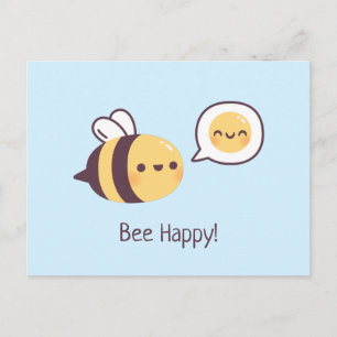 Cute Little Bee Doodle Bee Lycklig Vykort