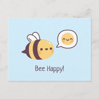 Cute Little Bee Doodle Bee Lycklig Vykort