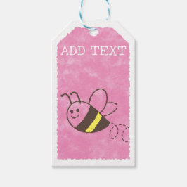Cute Little Bee Flies Rosa Watercolor Baby Shower Presentetikett