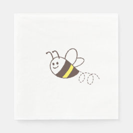 Cute Little Bee Flies White Baby Shower Pappersservett
