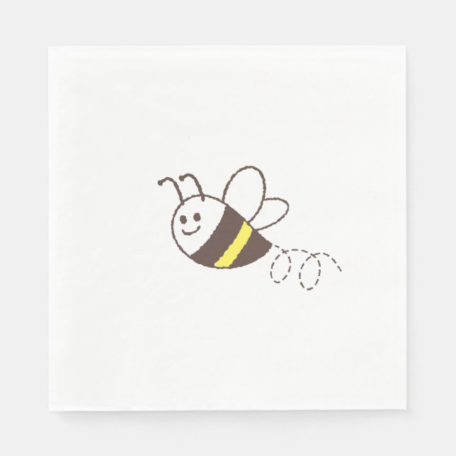 Cute Little Bee Flies White Baby Shower Pappersservett (Framsidan)