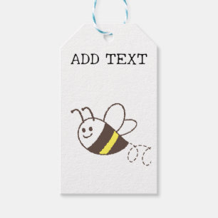 Cute Little Bee Flies White Baby Shower Presentetikett