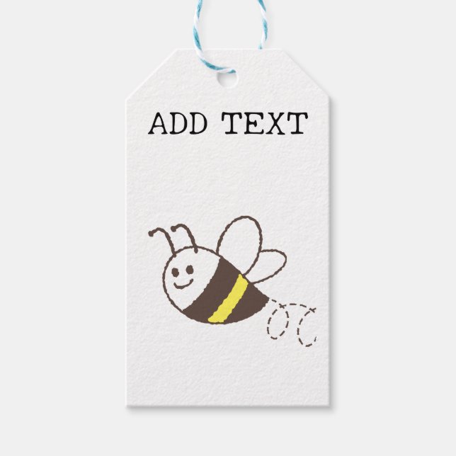 Cute Little Bee Flies White Baby Shower Presentetikett (Framsidan)